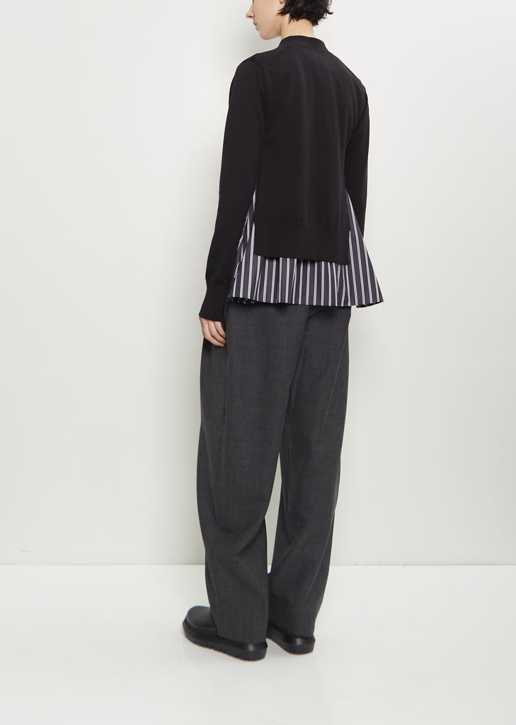 Cotton Poplin x Knit Cardigan