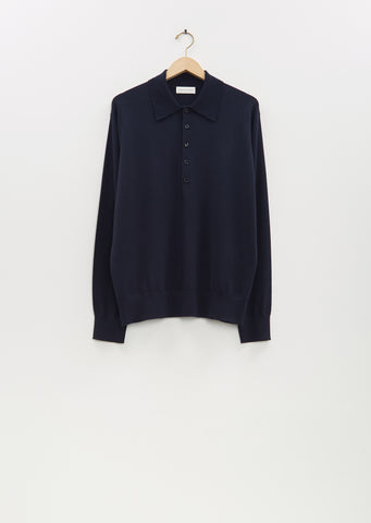Muano Merino Wool Polo — Navy