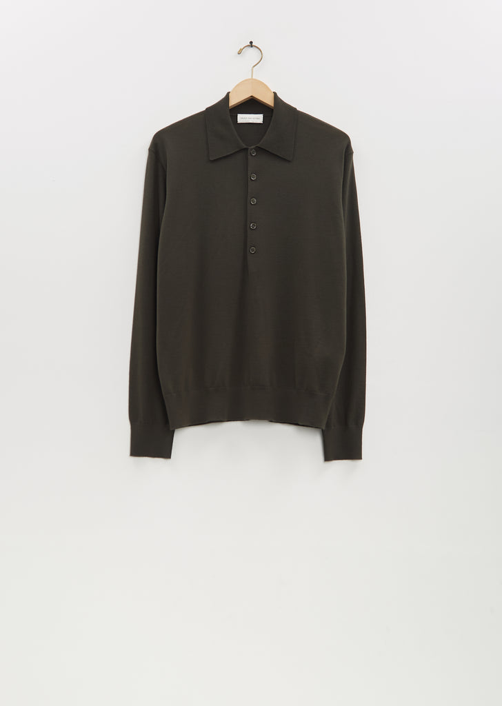 Muano Merino Wool Polo — Dark Khaki