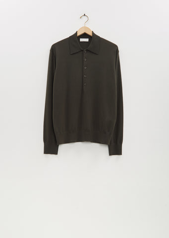 Muano Merino Wool Polo — Dark Khaki