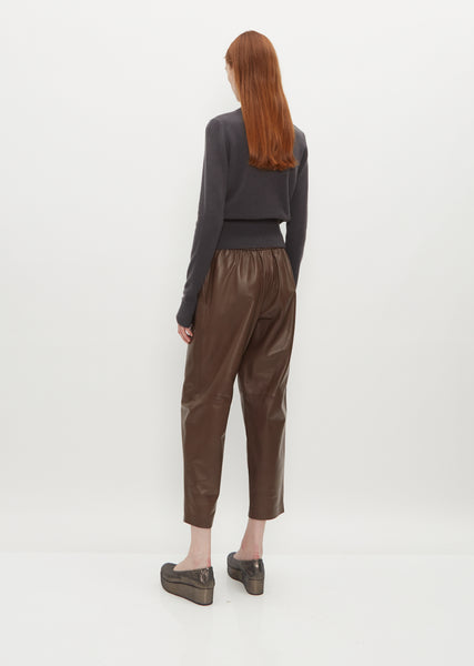 Leather carot pants Zara Brown size M International in Leather - 28266025