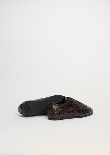 Snake Effect Leather Trainer – La Garçonne