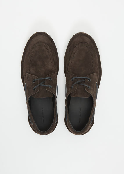 Suede Boat Shoes — Dark Brown – La Garçonne