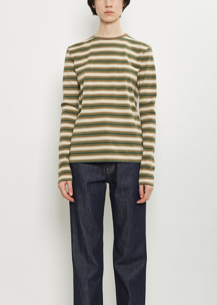 Gradient Stripe Cotton Long Sleeve Tee