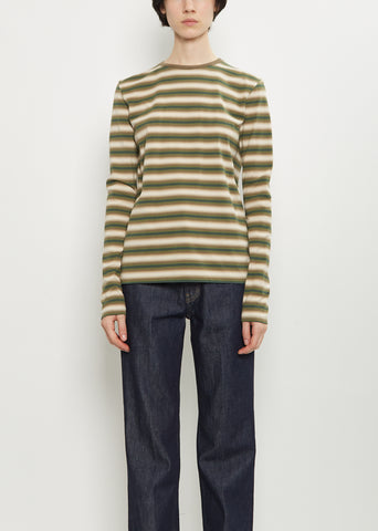 Gradient Stripe Cotton Long Sleeve Tee
