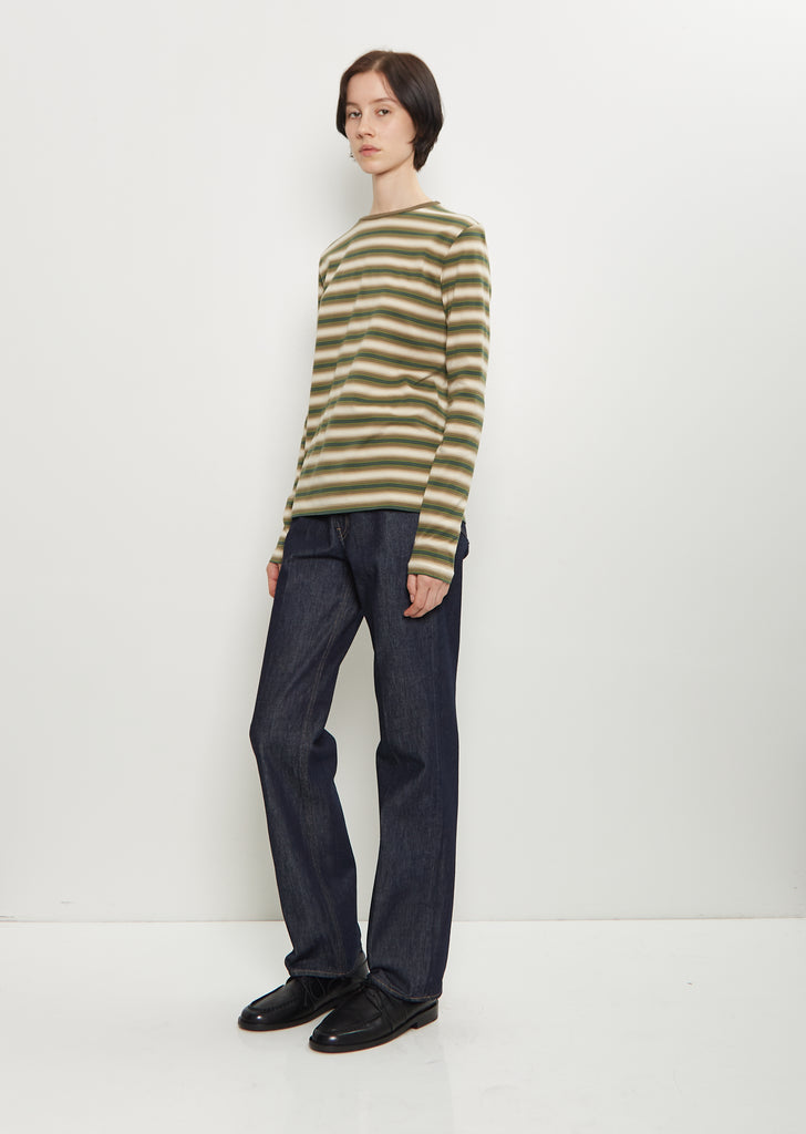 Gradient Stripe Cotton Long Sleeve Tee
