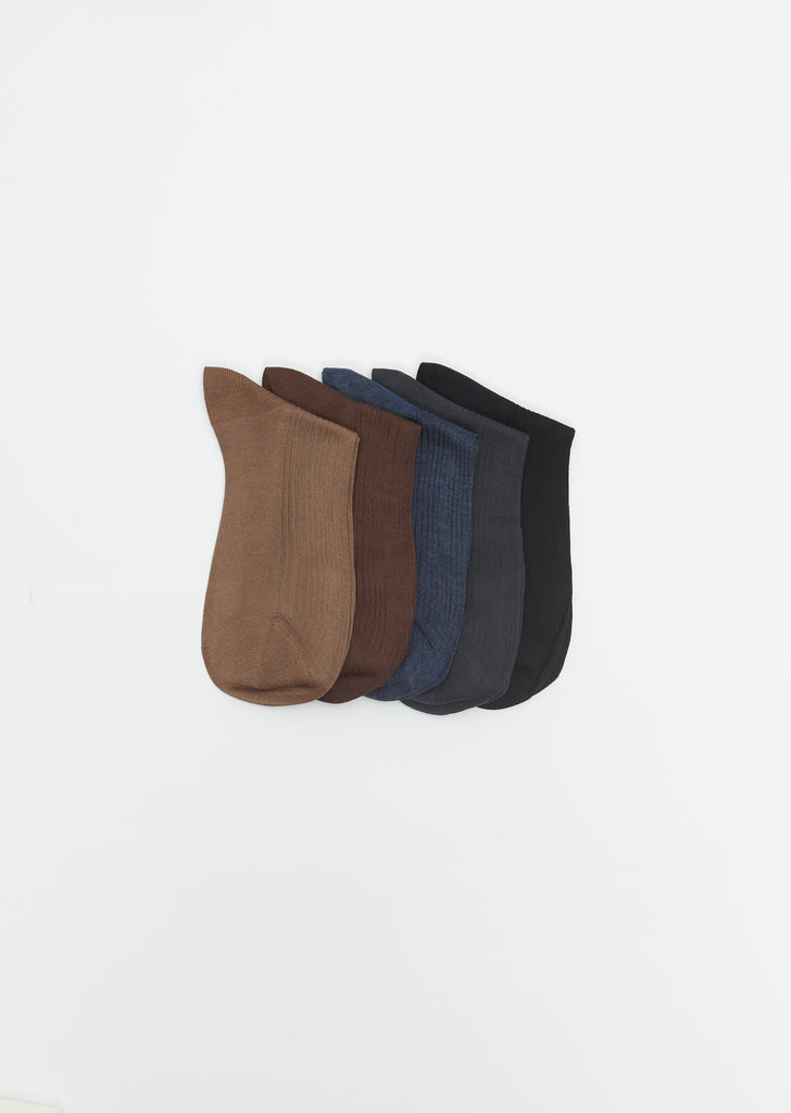 One Ribbed Socks — Blu Melange