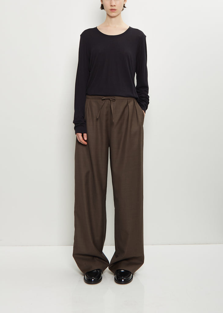 Cove Wool Wide Pants — Brown Melange
