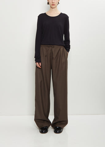 Cove Wool Wide Pants — Brown Melange