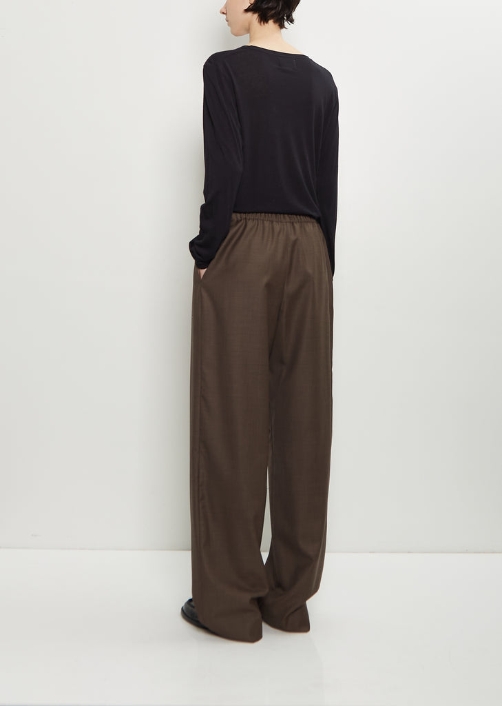 Cove Wool Wide Pants — Brown Melange