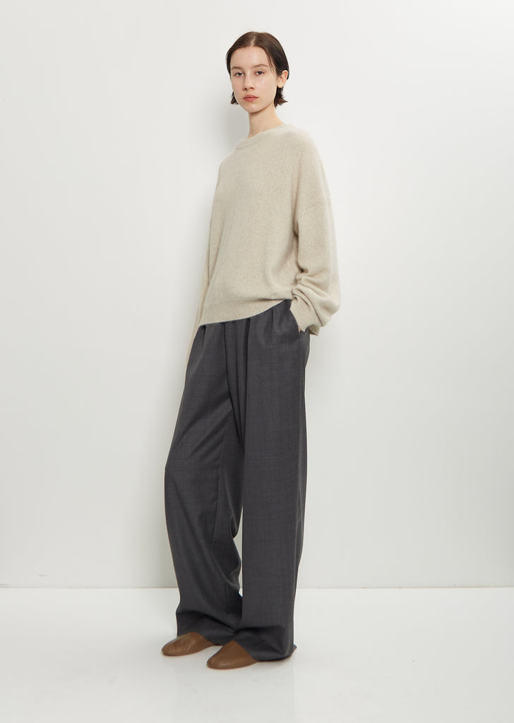 Cove Wool Wide Pants — Anthracite Melange