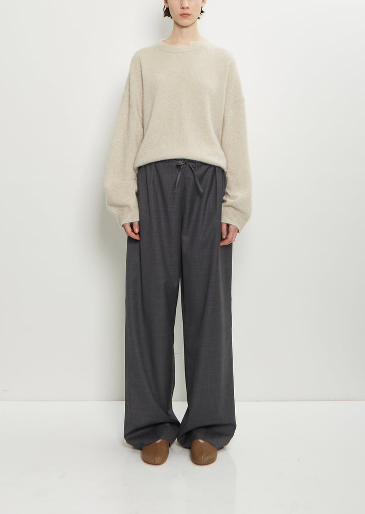 Cove Wool Wide Pants — Anthracite Melange