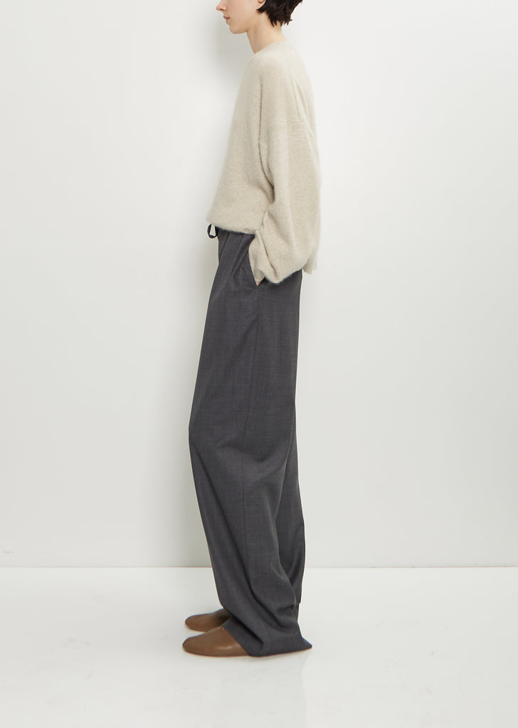 Cove Wool Wide Pants — Anthracite Melange