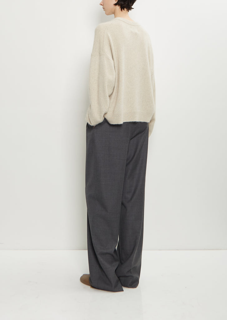 Cove Wool Wide Pants — Anthracite Melange