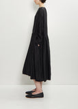 Silk Cotton Pleated Boatneck Dress