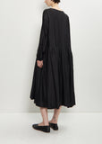 Silk Cotton Pleated Boatneck Dress