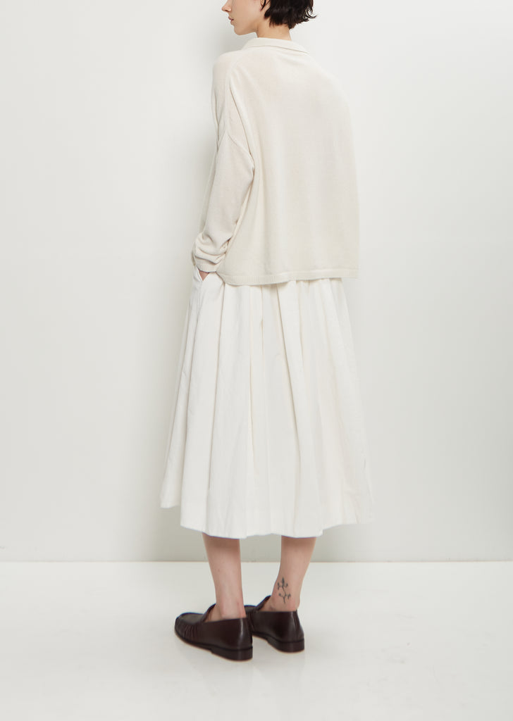 Pleated Stretch Cotton Long Skirt — Milk