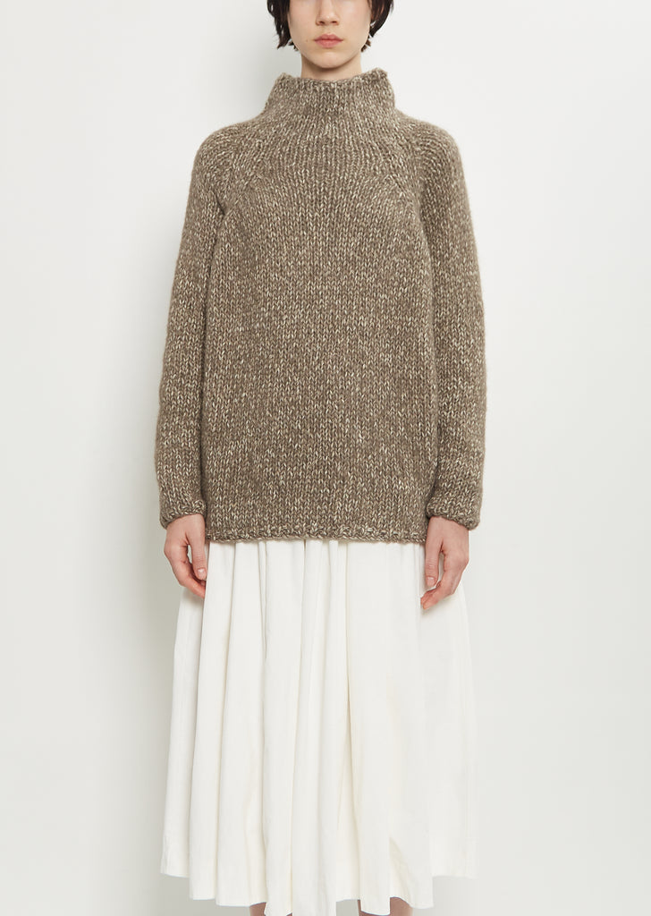 Handknit Cotton Alpaca Dolcevita Sweater