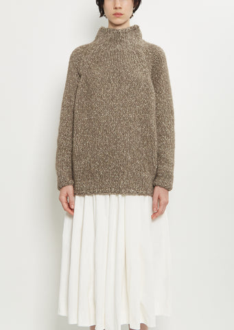 Handknit Cotton Alpaca Dolcevita Sweater