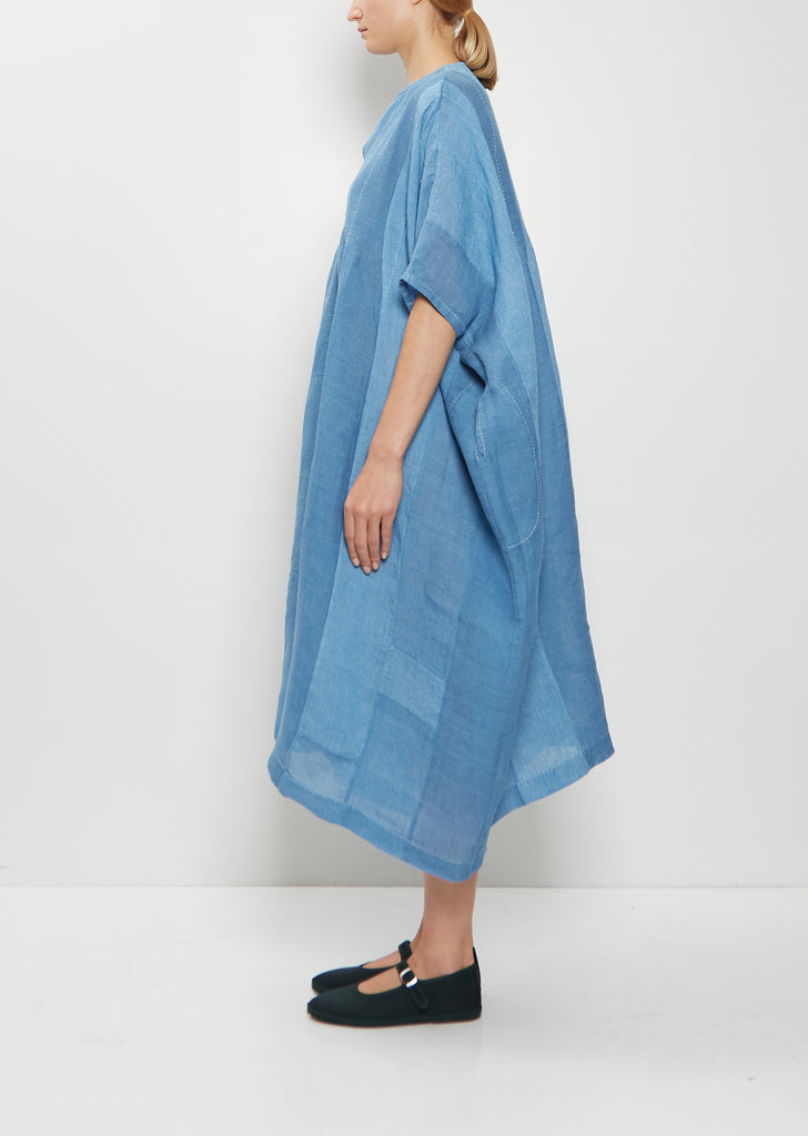 Yoruba Handwoven Linen Tunic Dress — Denim