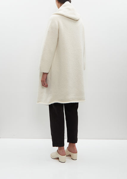 Alpaca Knit Capote Coat — Raw White – La Garçonne