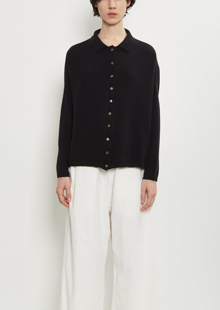 Cashmere Polo Sweater — Black