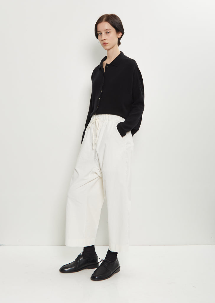 Velvet Cropped Wide Trousers — Milk