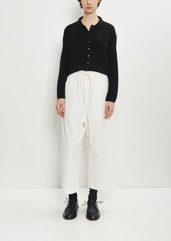 Velvet Cropped Wide Trousers — Milk