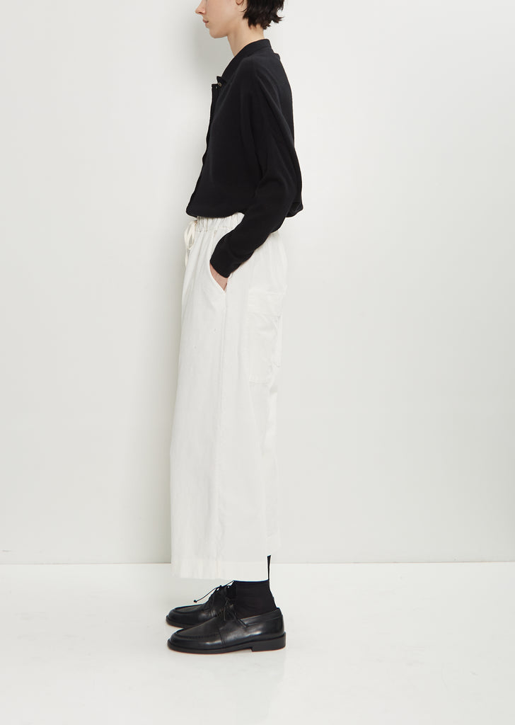 Velvet Cropped Wide Trousers — Milk