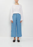 Velvet Ribbon Handwoven Linen Pants — Denim