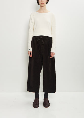 Velvet Cropped Wide Trousers — Chocolate