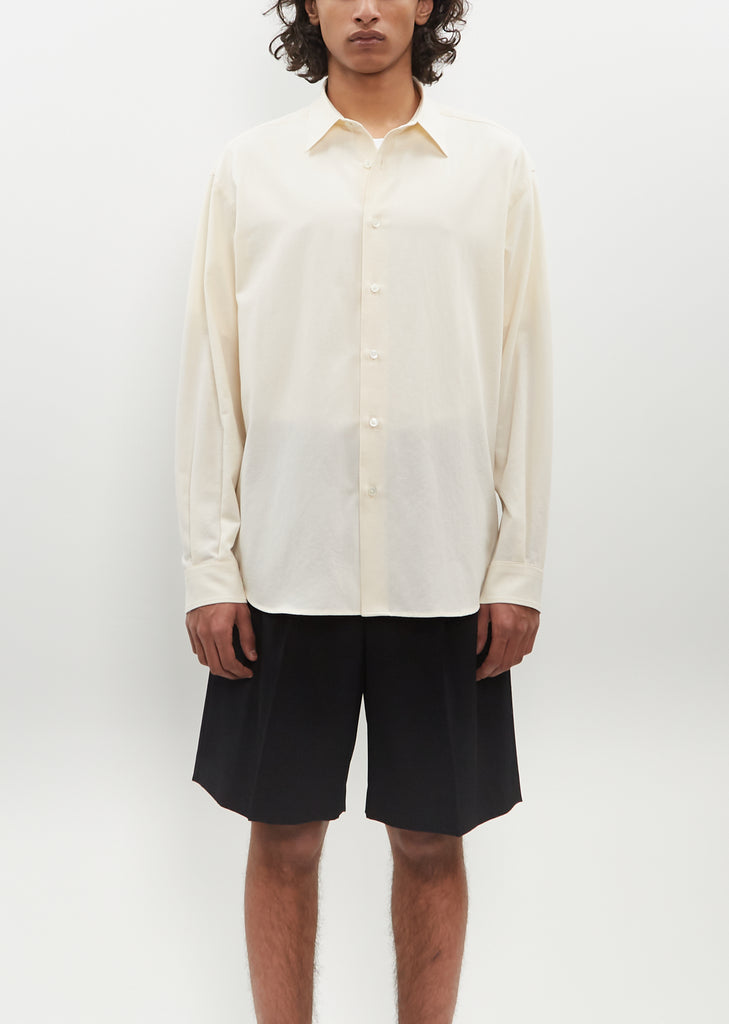 Hard Twist Cotton Silk Viyella Shirt — Ivory