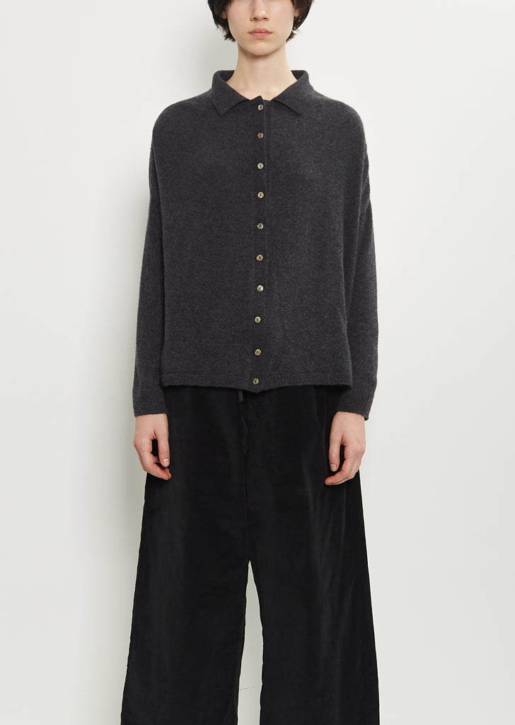 Cashmere Polo Sweater — Almost Black