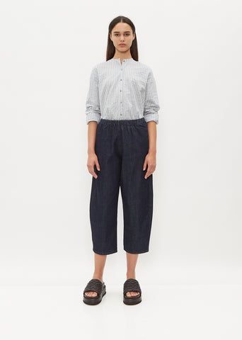 Cropped Balloon Trousers — Indigo