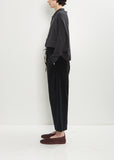 Velvet Cropped Wide Trousers — Black