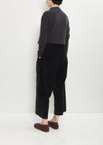 Velvet Cropped Wide Trousers — Black
