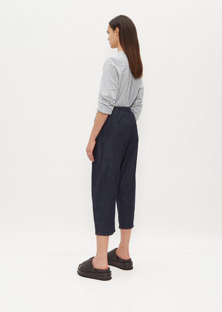 Cropped Balloon Trousers — Indigo