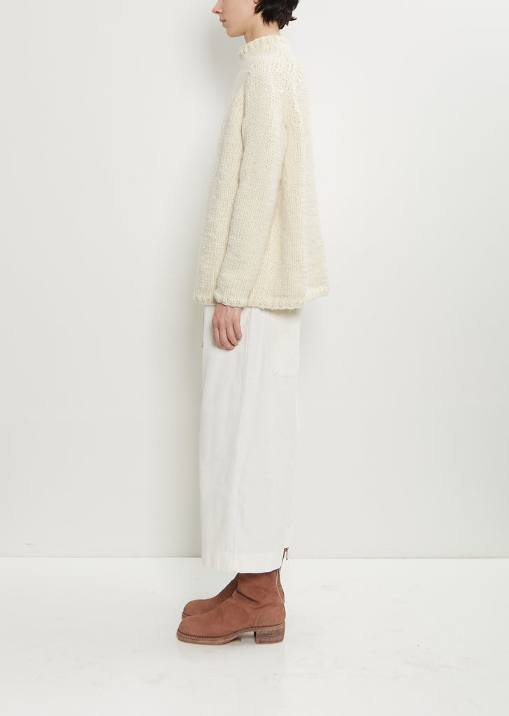 Handknit Wool Dolcevita Sweater — Milk