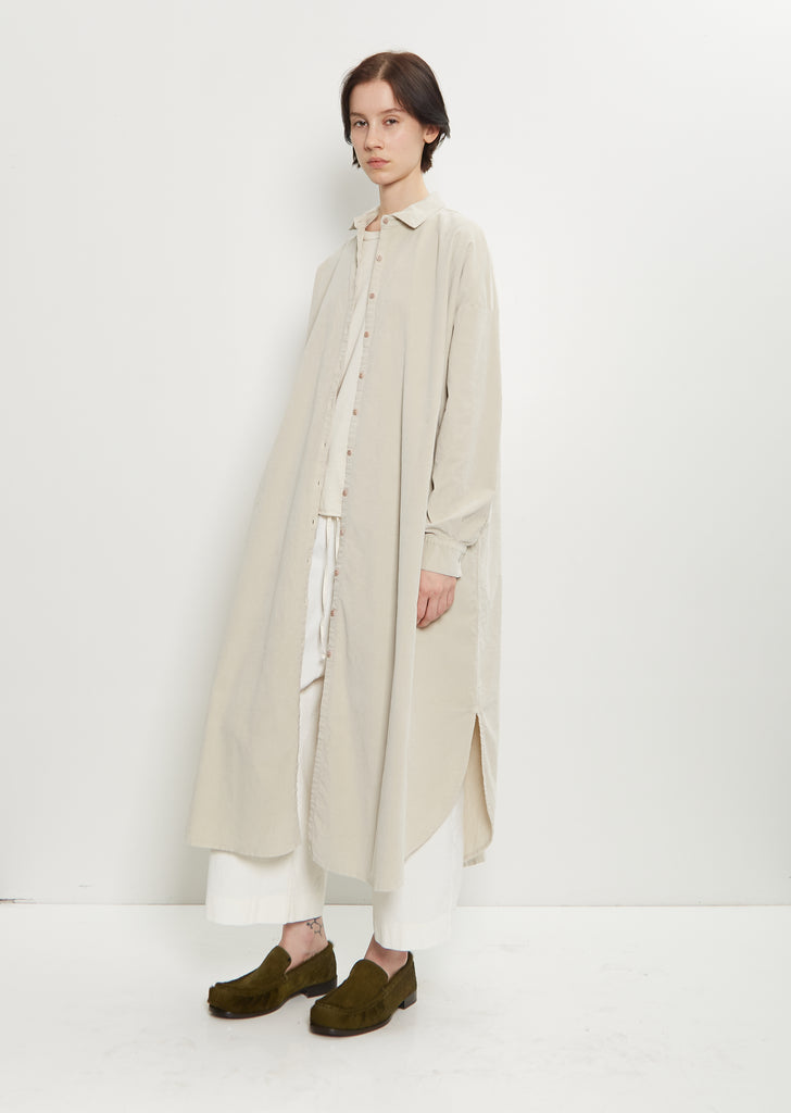 Velvet Long Shirt Dress — Oatmeal