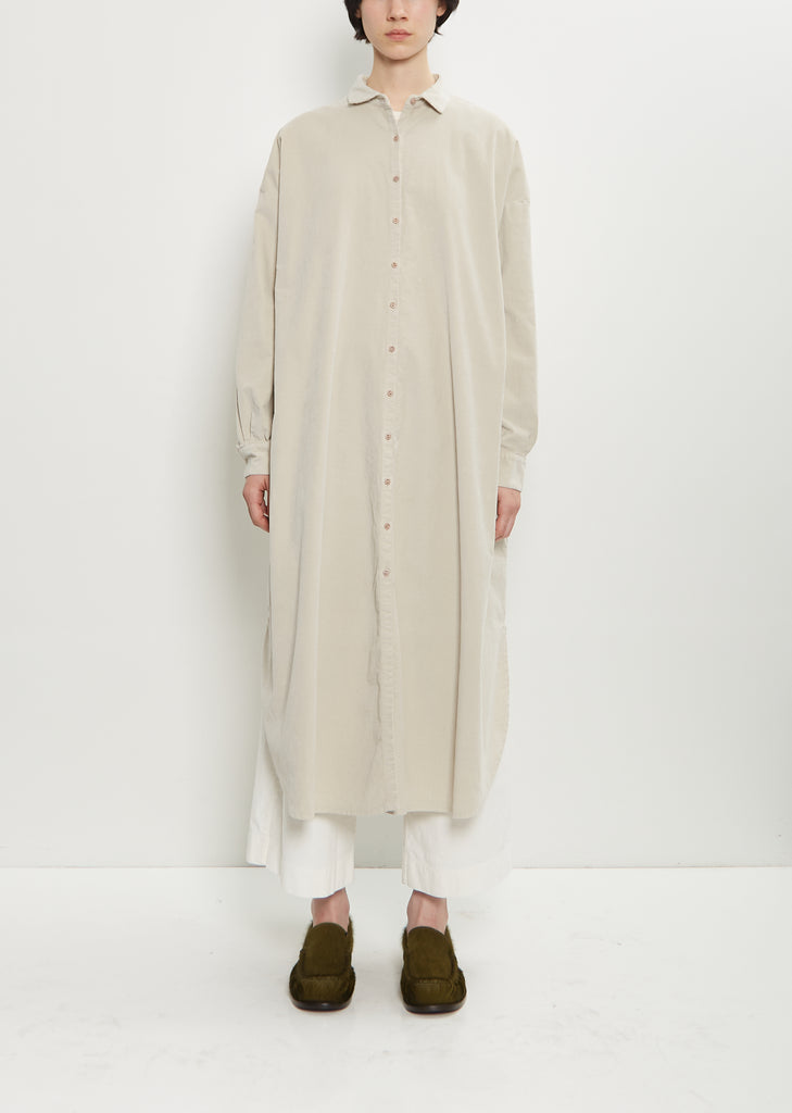 Velvet Long Shirt Dress — Oatmeal