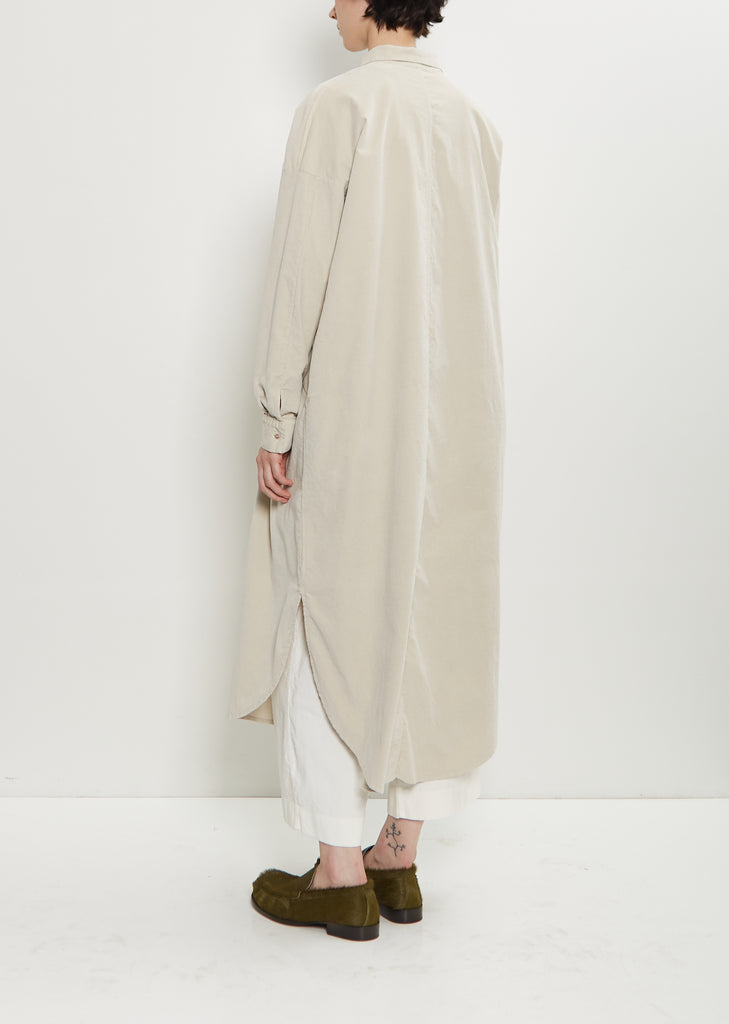 Velvet Long Shirt Dress — Oatmeal