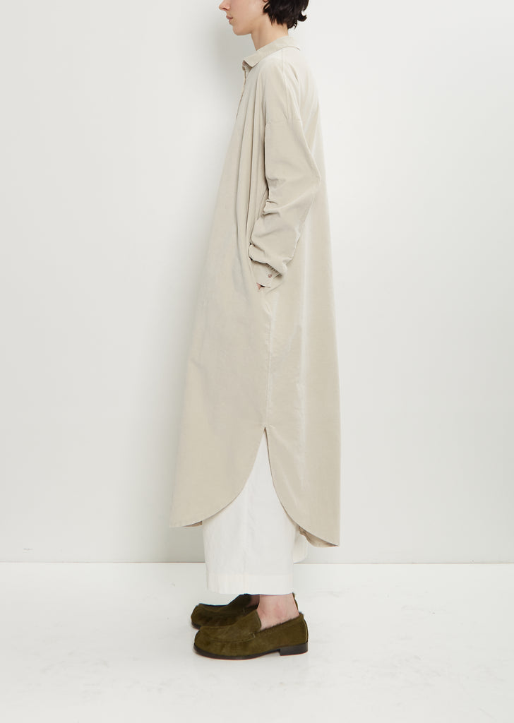 Velvet Long Shirt Dress — Oatmeal