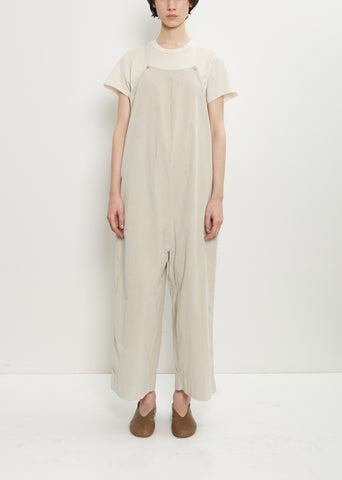 Velvet Salopette Jumpsuit — Oatmeal