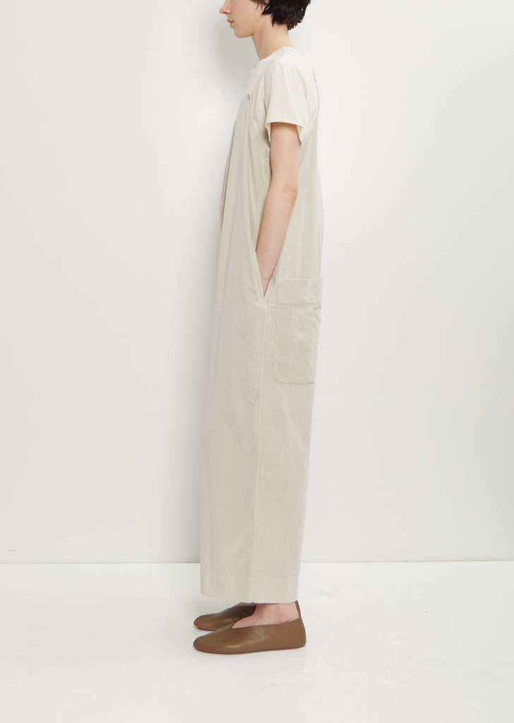 Velvet Salopette Jumpsuit — Oatmeal