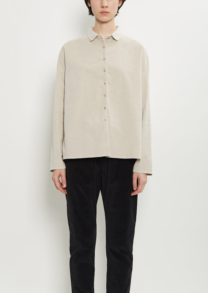 Velvet Short Collar Shirt — Oatmeal