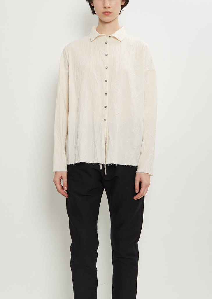 Light Wrinkled Cotton Short Collar Shirt