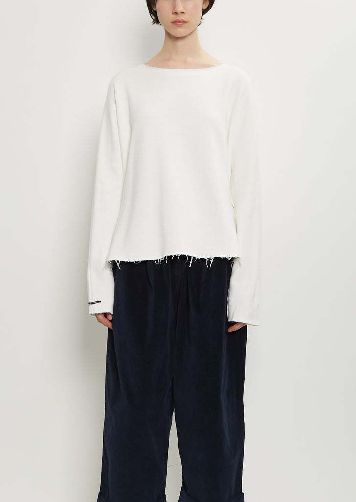 Heavy Jersey Raw Edge Sweater — Milk