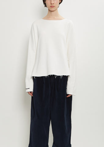 Heavy Jersey Raw Edge Sweater — Milk