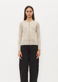 Round Neck Cashmere Silk Cardigan — Ecru