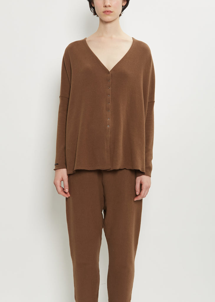 Stretch Jersey Cardigan — Chestnut